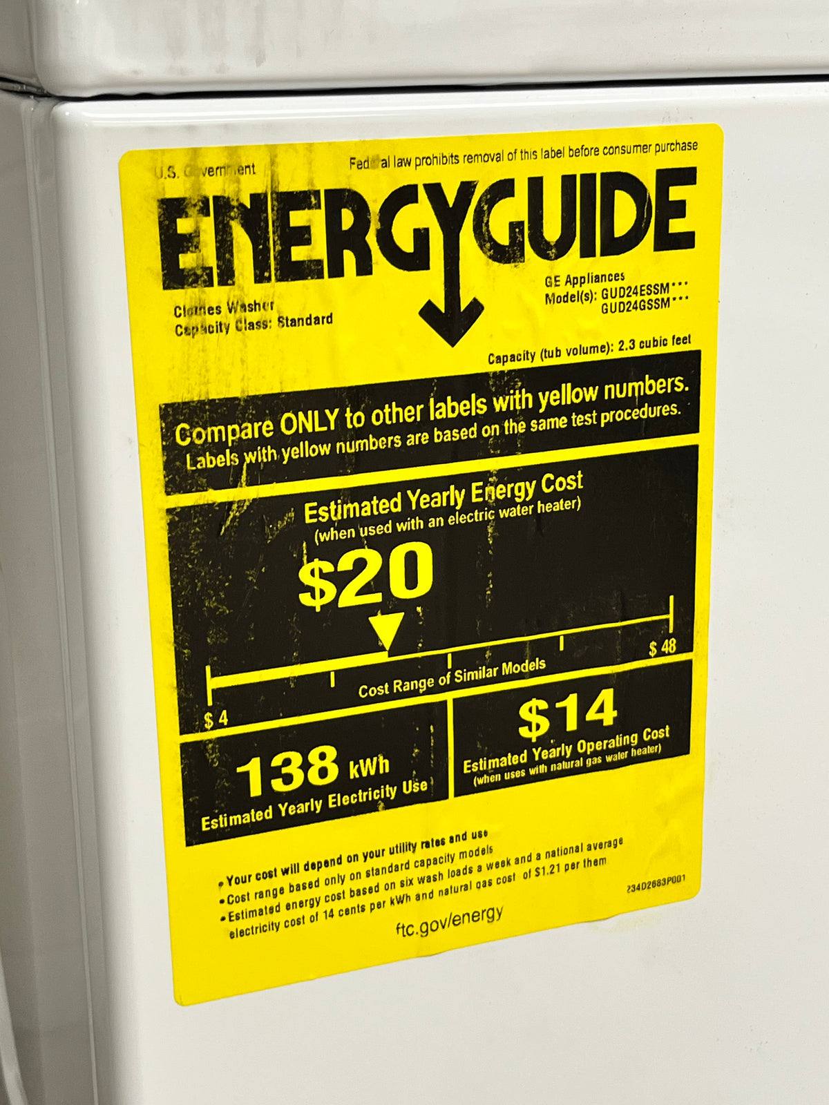 GE 2.3 cu. ft. Washer 4.4 cu. ft. Electric Dryer Combo