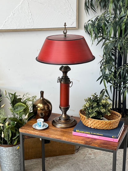 Vintage Red Brass Table Lamp