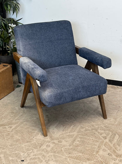 Blue Wooden Accent Chair