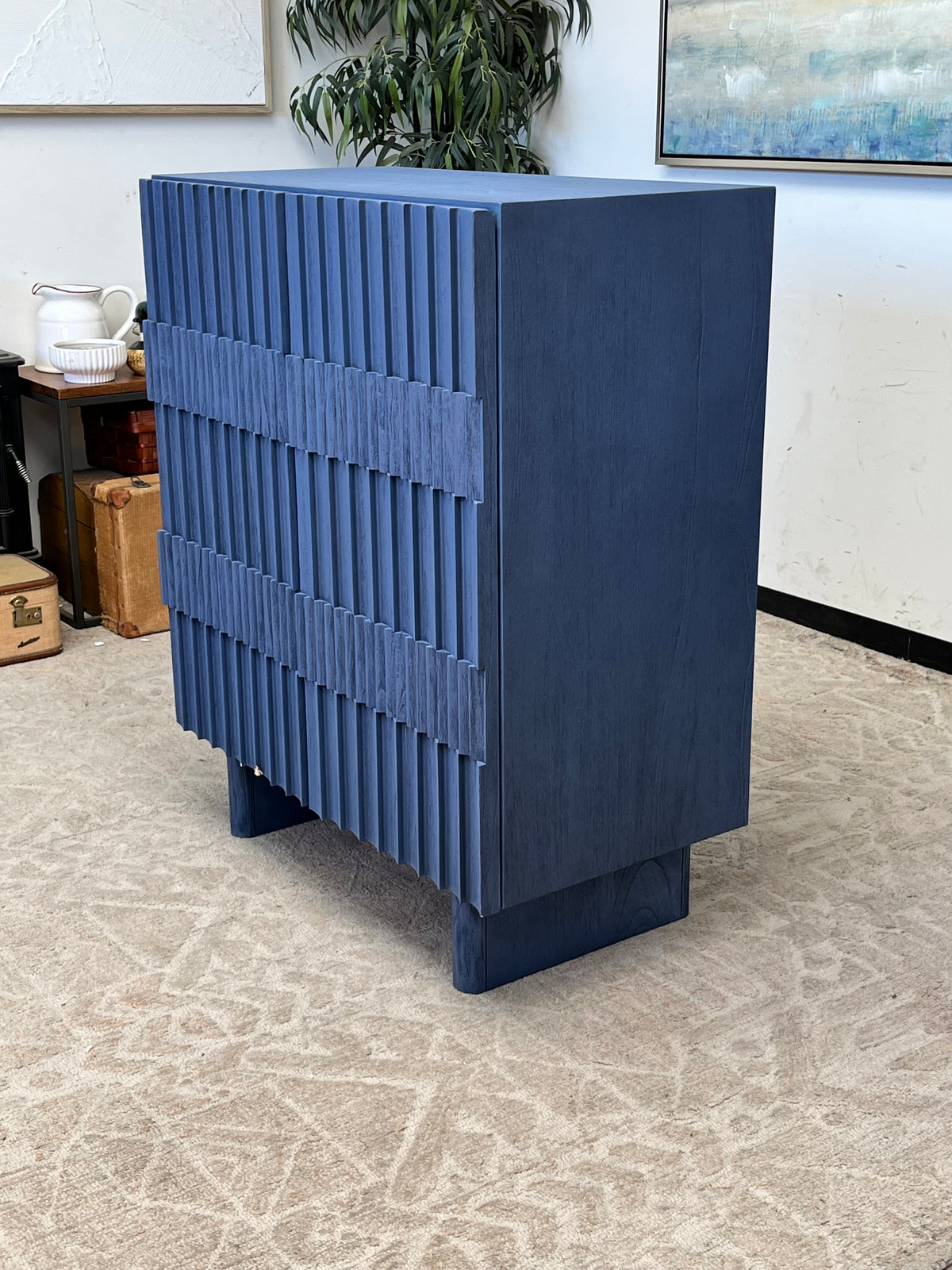 Mid Century Style Fluted Bar Cabinet