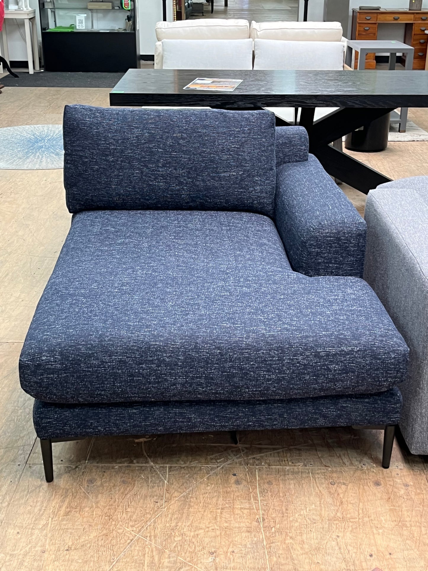 Modern Style Left-Arm Blue Chaise