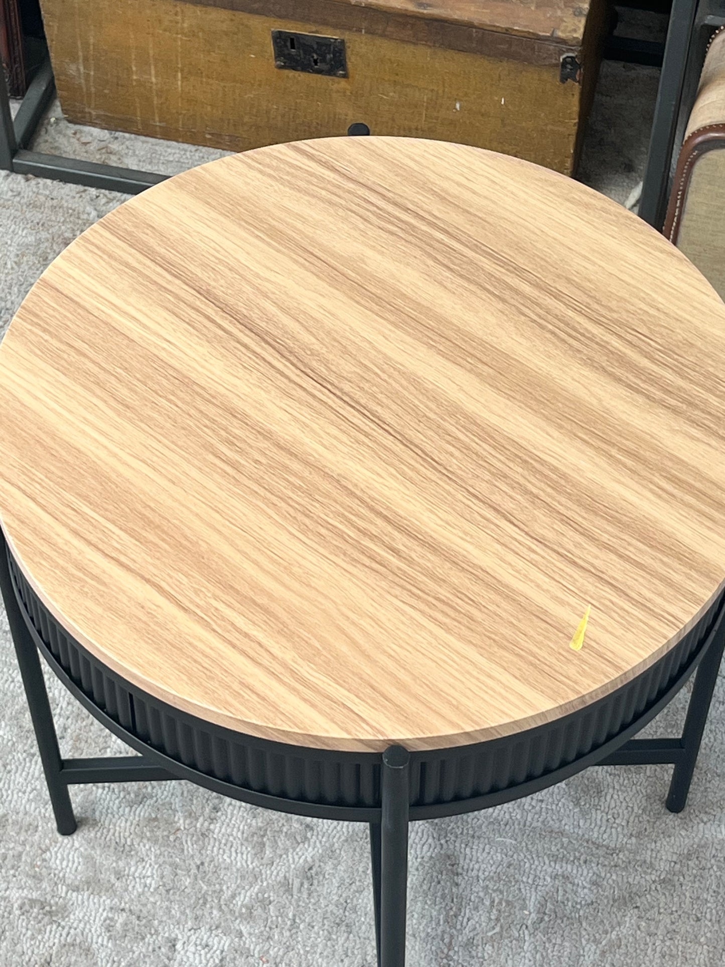 Round Side Table With Metal Frame