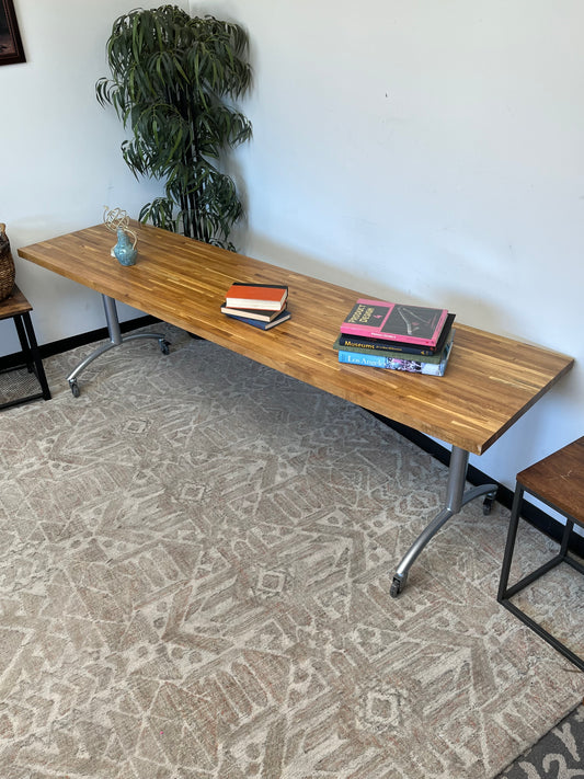 8ft Rolling Desk With Wood Top
