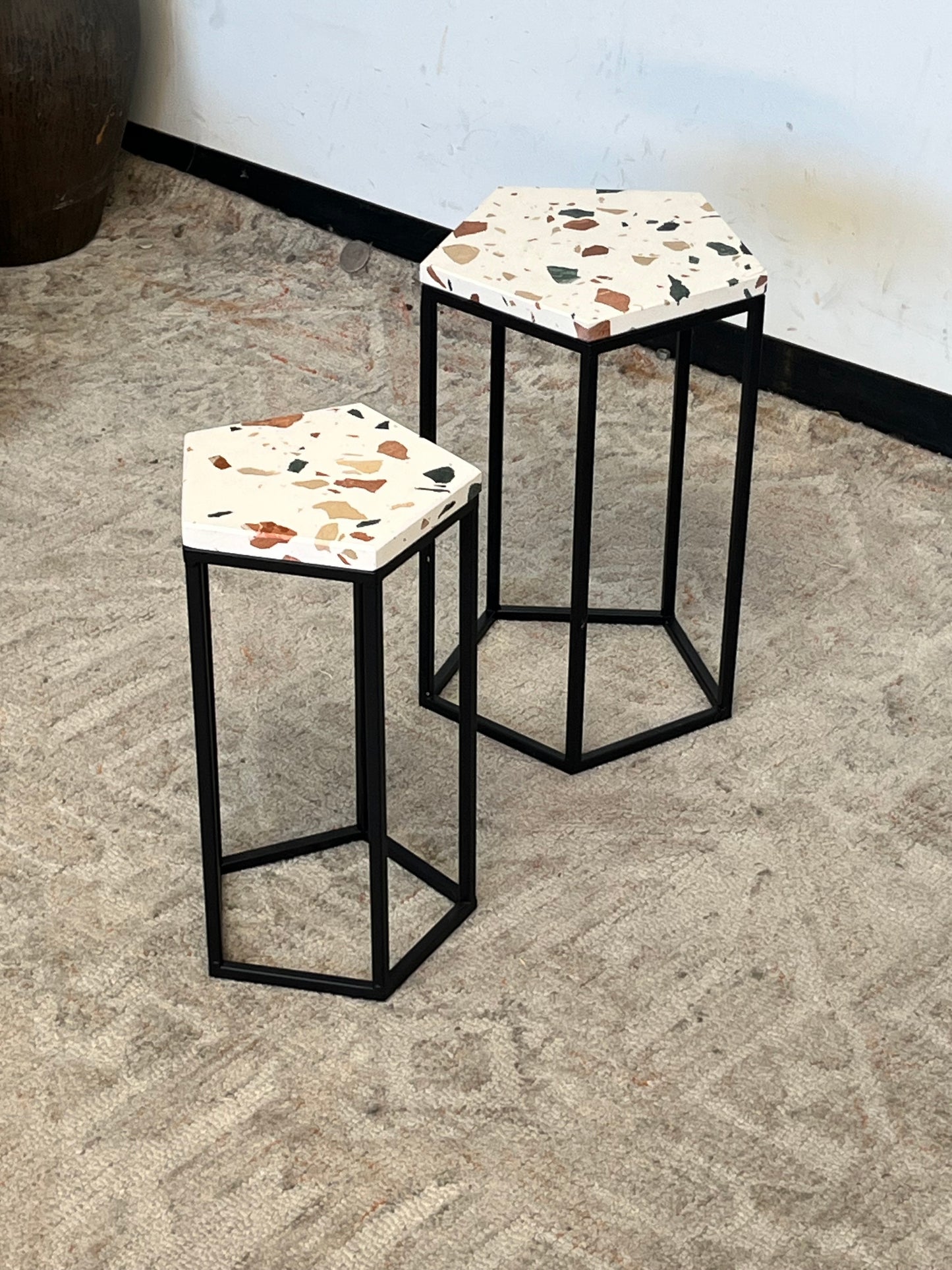 Pair of Mosaic Style Pentagon Side Table