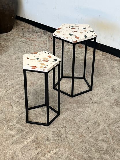 Pair of Mosaic Style Pentagon Side Table