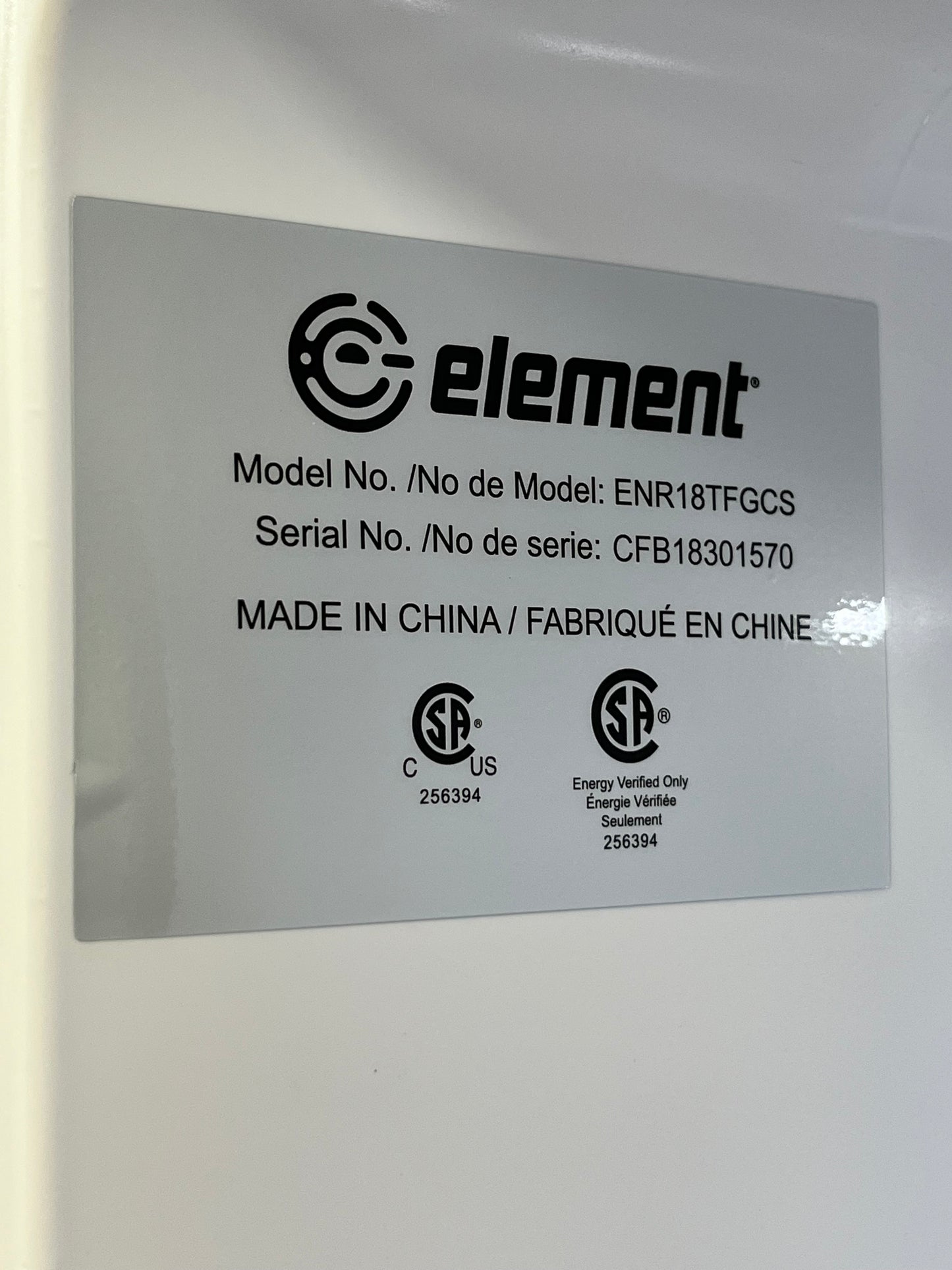 Element Appliance Refrigerator - Front Dent