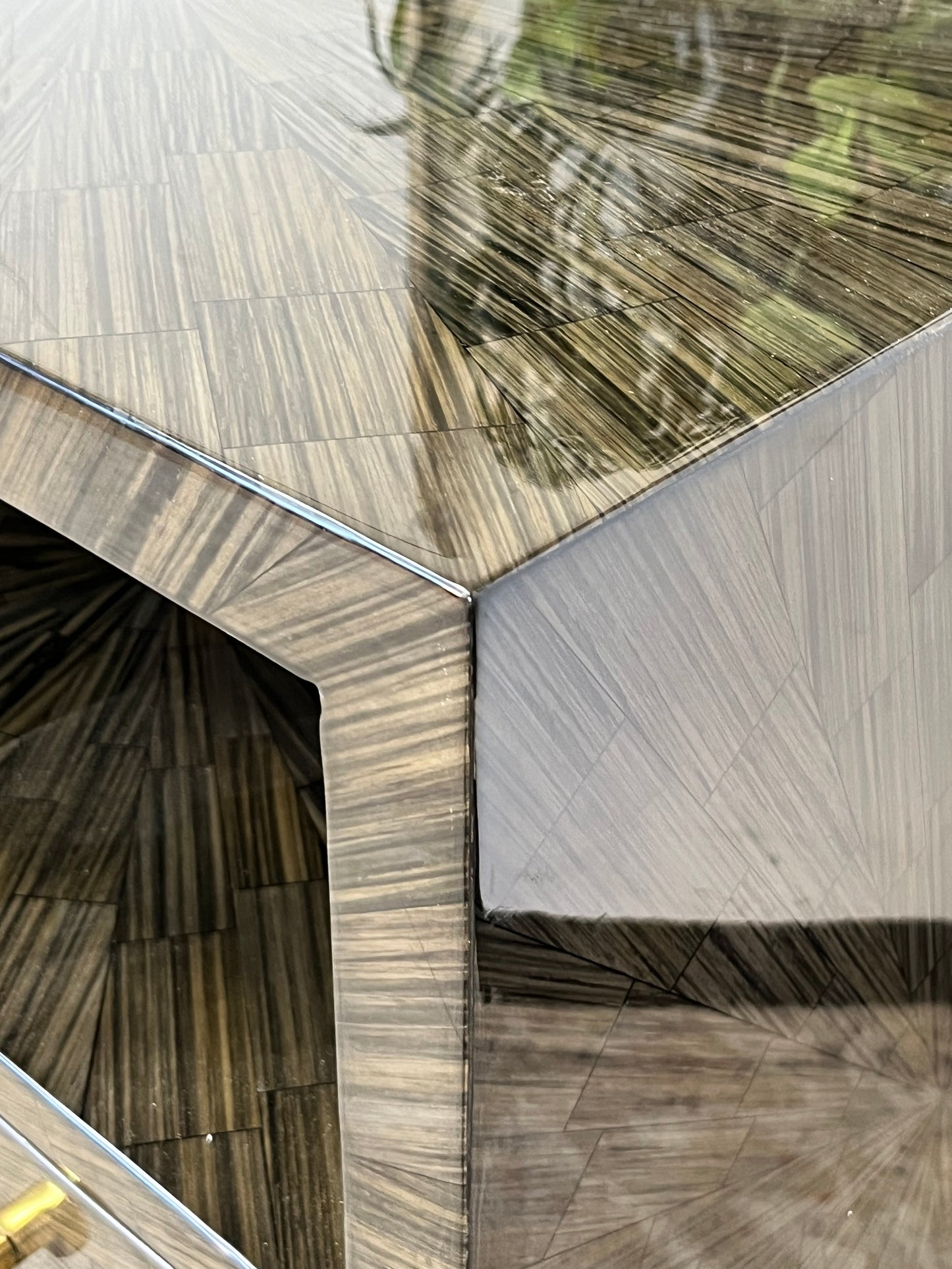 Modern Faux Horn Grey Nightstand