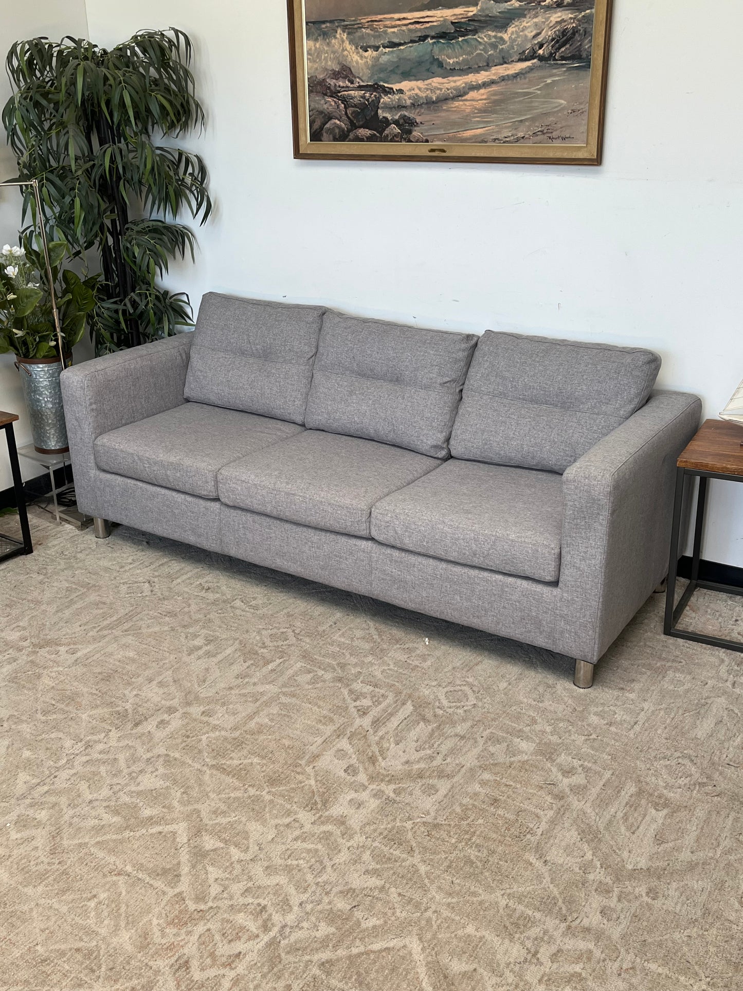 Modern Style Gray Linen Couch