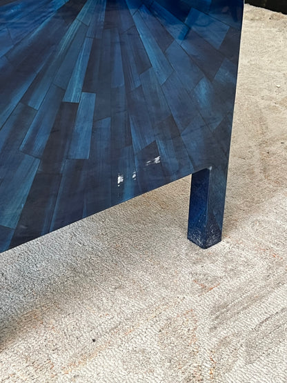 Modern Faux Horn Blue End Table