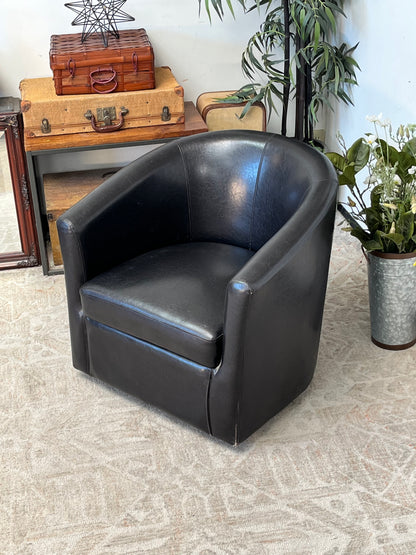 Modern Faux Leather Black Swivel Chair