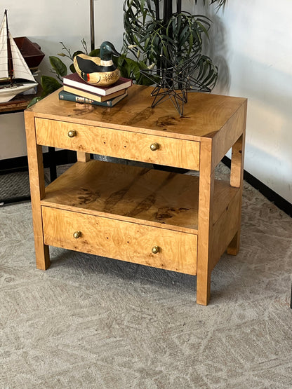 Burlwood Double Drawer End Table