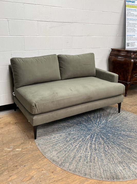 Modern Left-Arm Green Loveseat