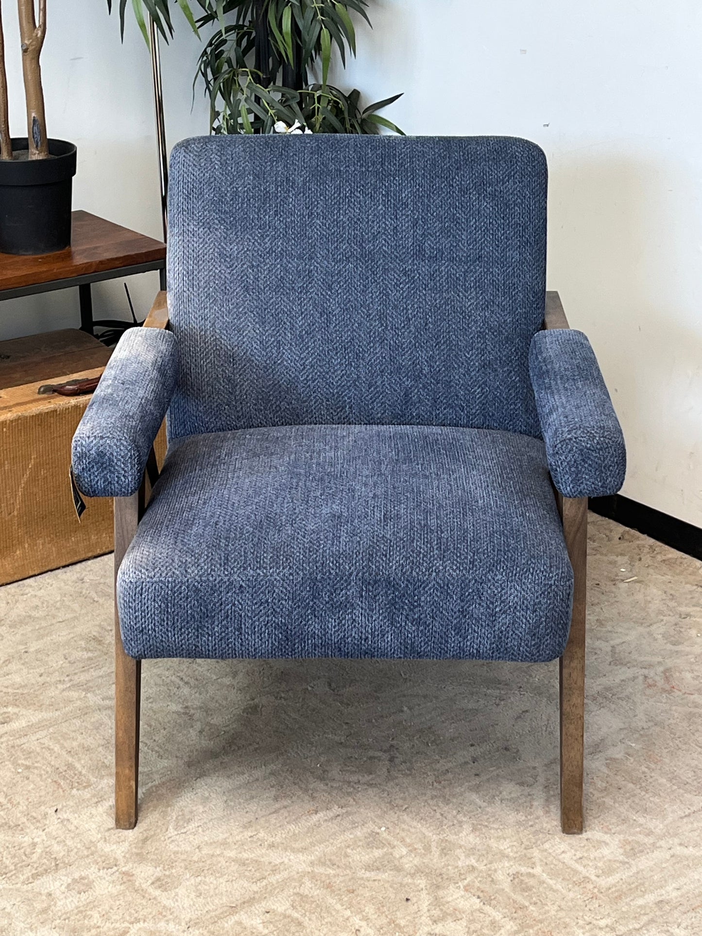 Blue Wooden Accent Chair