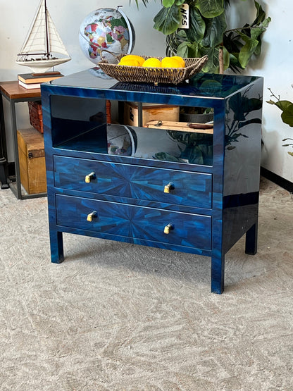 Modern Faux Horn Blue End Table