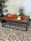 Brown Wooden Coffee Table With Metal Frame