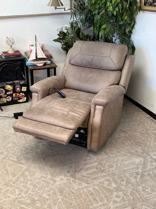 Light Brown Electronic Faux Leather Recliner