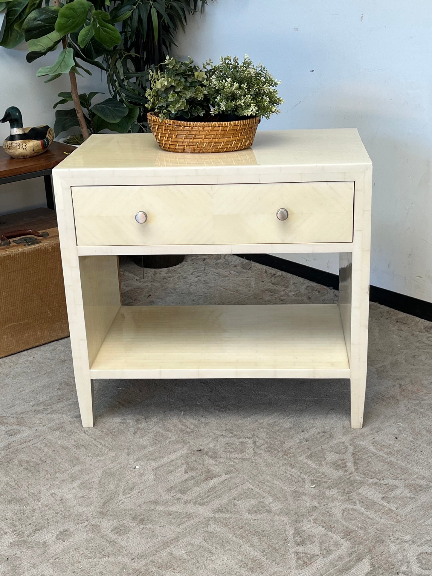 Modern Beige Resin Nightstand