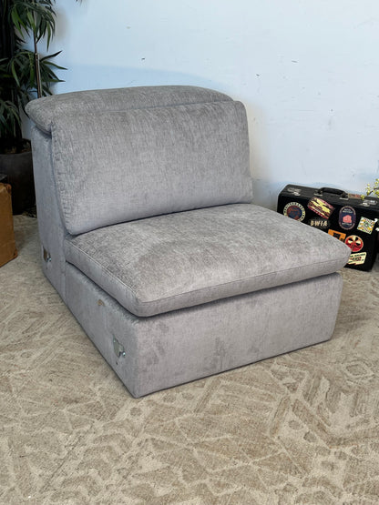 Armless Single Gray Linen Chair