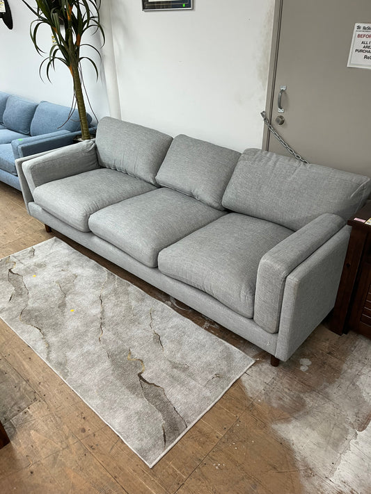 Benchmade Modern Traditional Grey Linen Couch