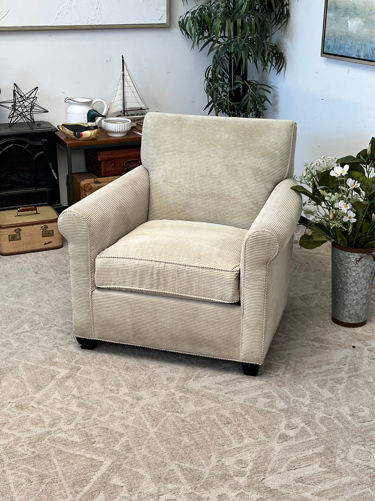 Crate & Barrel Linen Armchair
