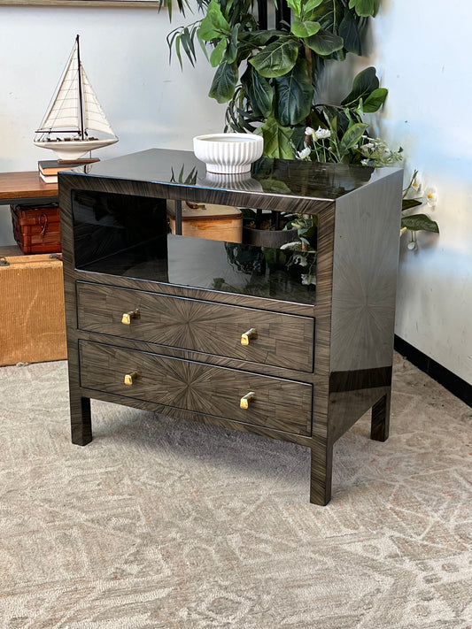 Modern Faux Horn Grey Nightstand