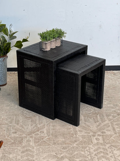 Modern Rattan Nesting Side Tables