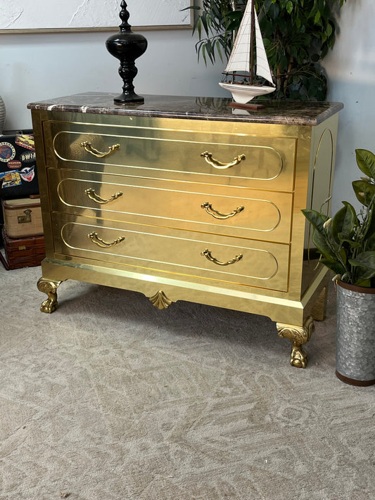 Hollywood Regency Style Brass Plated Dresser