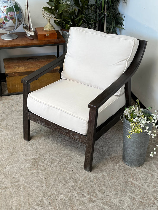 Modern Wooden Armchair with Cushions