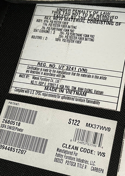 Ashley Furniture Gray Linen Sectional Sofa