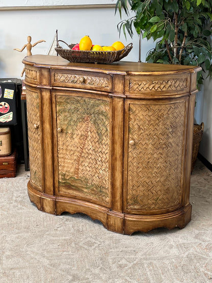 Wicker Half Moon Buffet Cabinet