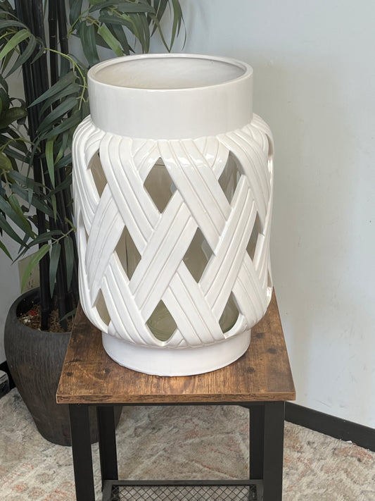Large White Ceramic Hurricane