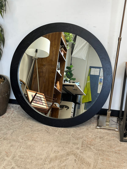 36" Round Black Wood Mirror