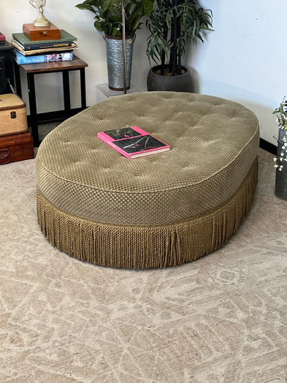 Henredon Oval Shaped Linen Ottoman