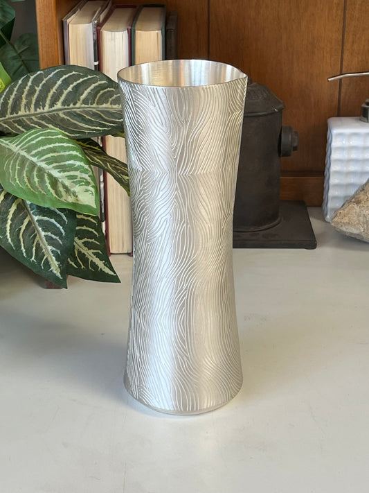 Etched 10" Metal Silver Vase/Pitcher