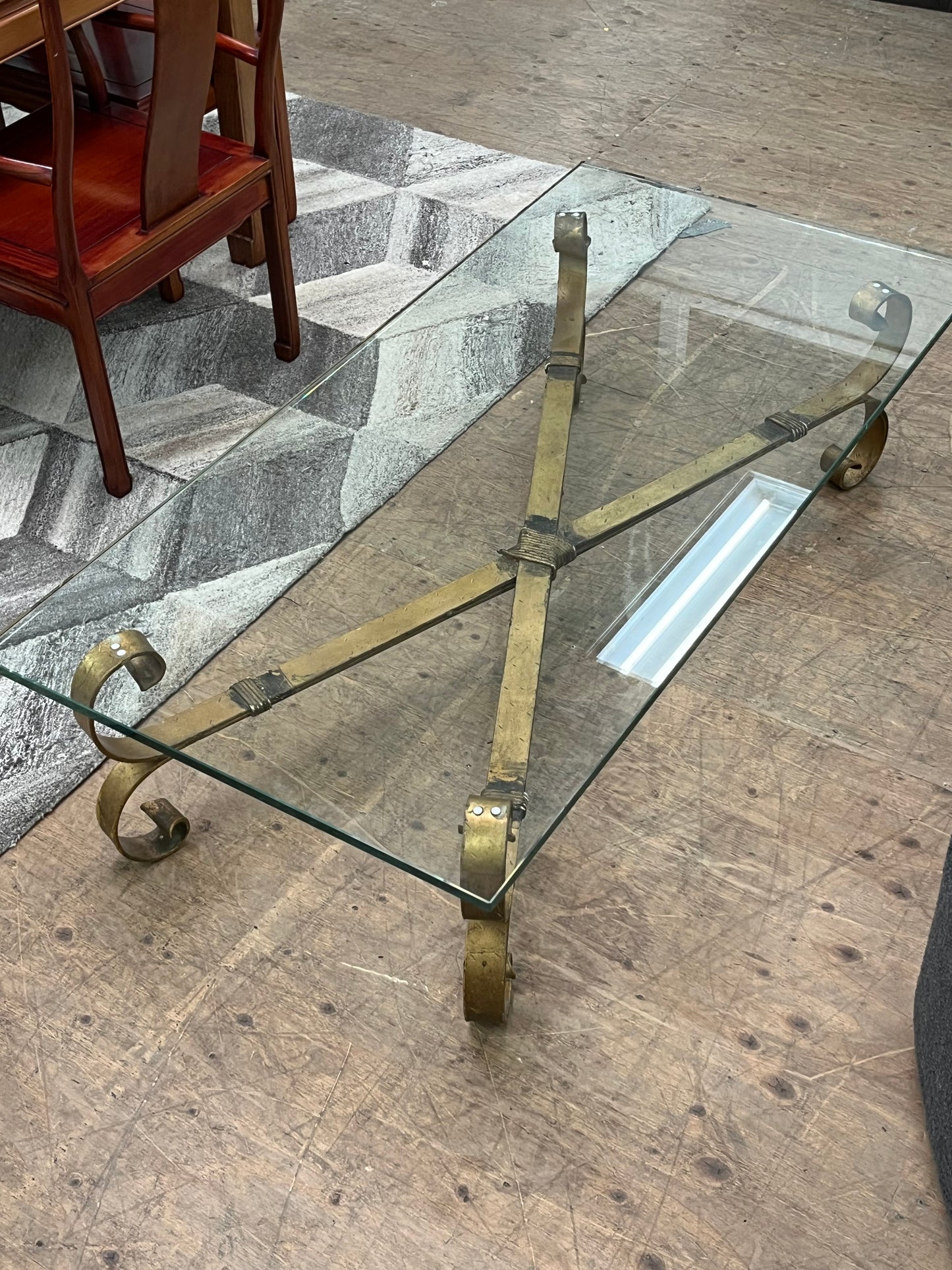 Antique Style Glass Table With Rope Base
