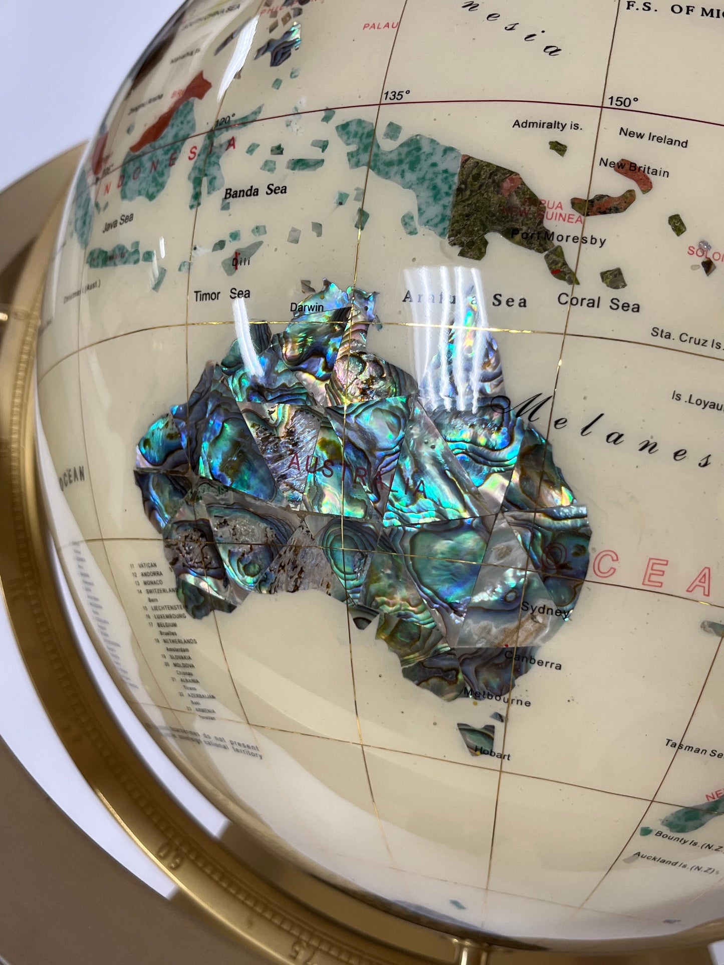 Table Top World Globe with Gemstones