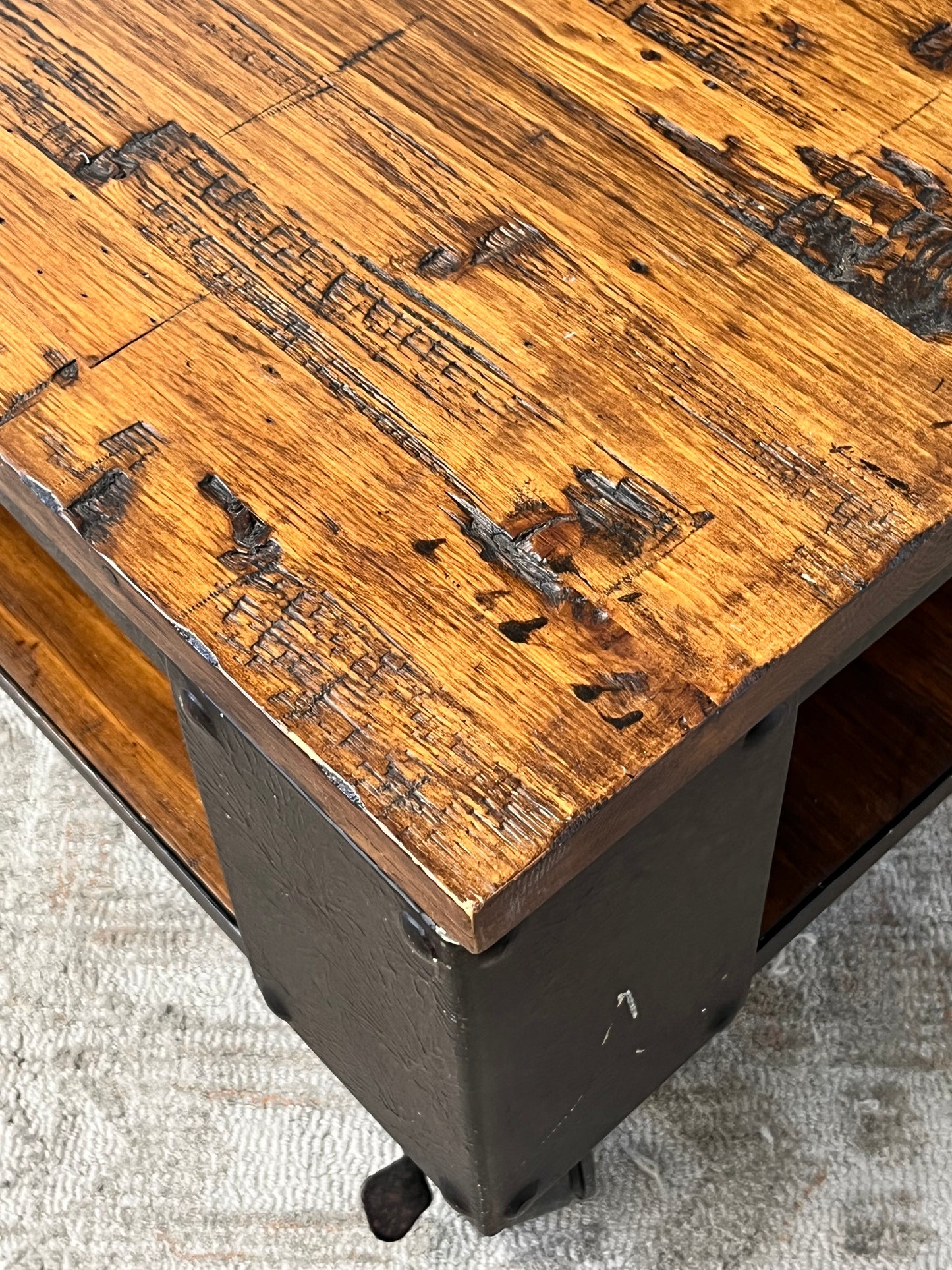 Rustic Style Rolling Coffee Table