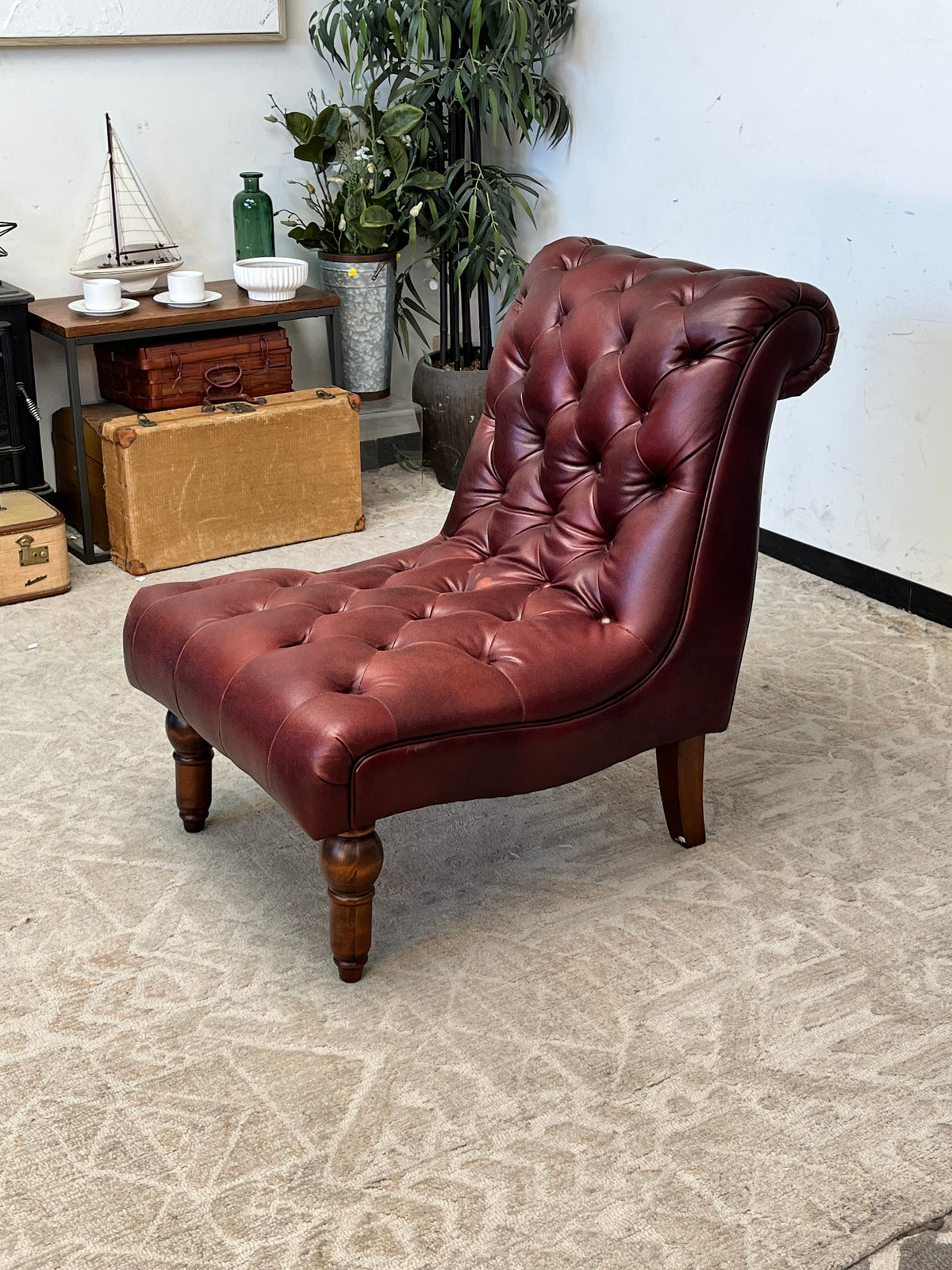 Faux Leather Tufted Club Chairs
