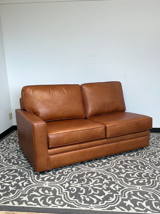 Left Arm Brown Leather Loveseat