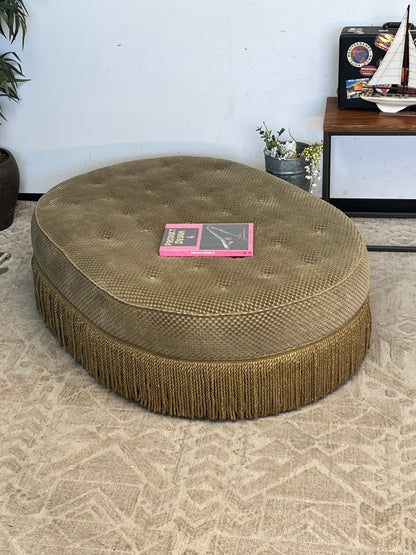 Henredon Oval Shaped Linen Ottoman