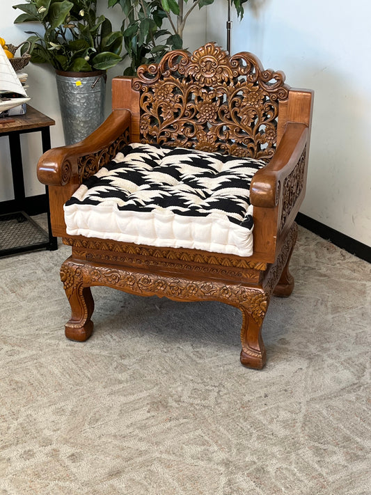 Indoneisan Style Hand Carved Wood Chair