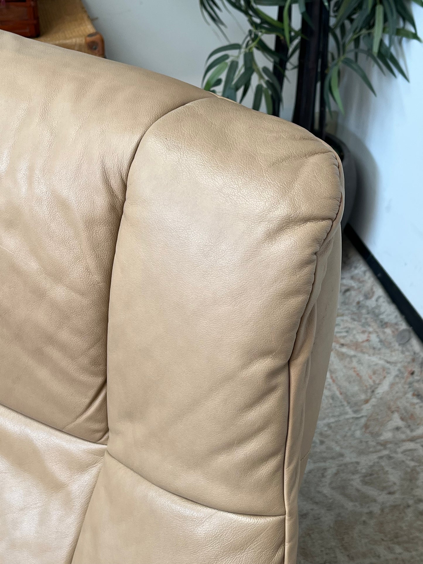 Ekornes Beige Leather Recliner Chair