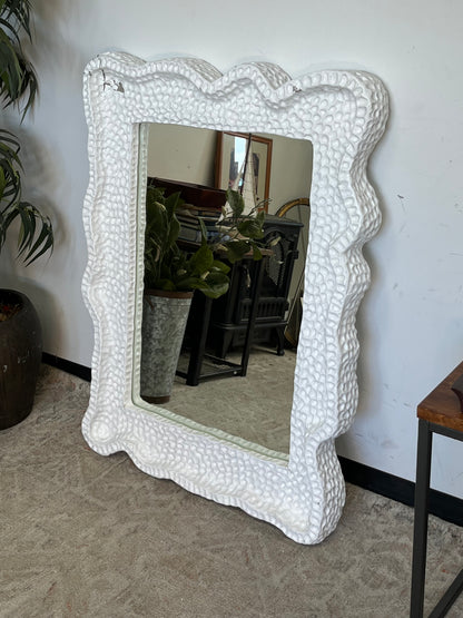 Modern White Plaster Wall Mirror