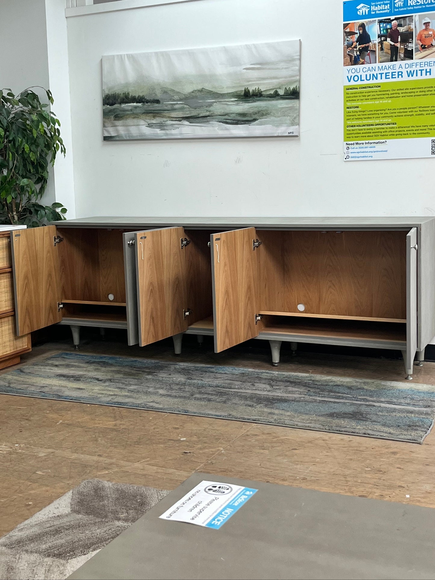 Modern Shagreen Grey Credenza