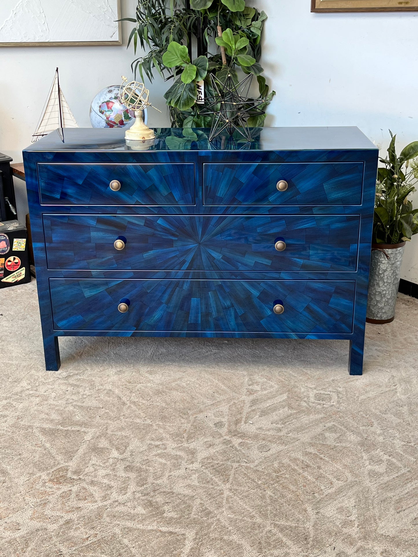 Modern Faux Horn Blue Dresser