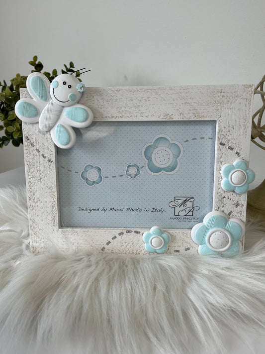 5 x 7 Blue Frame with Butterfly Figure