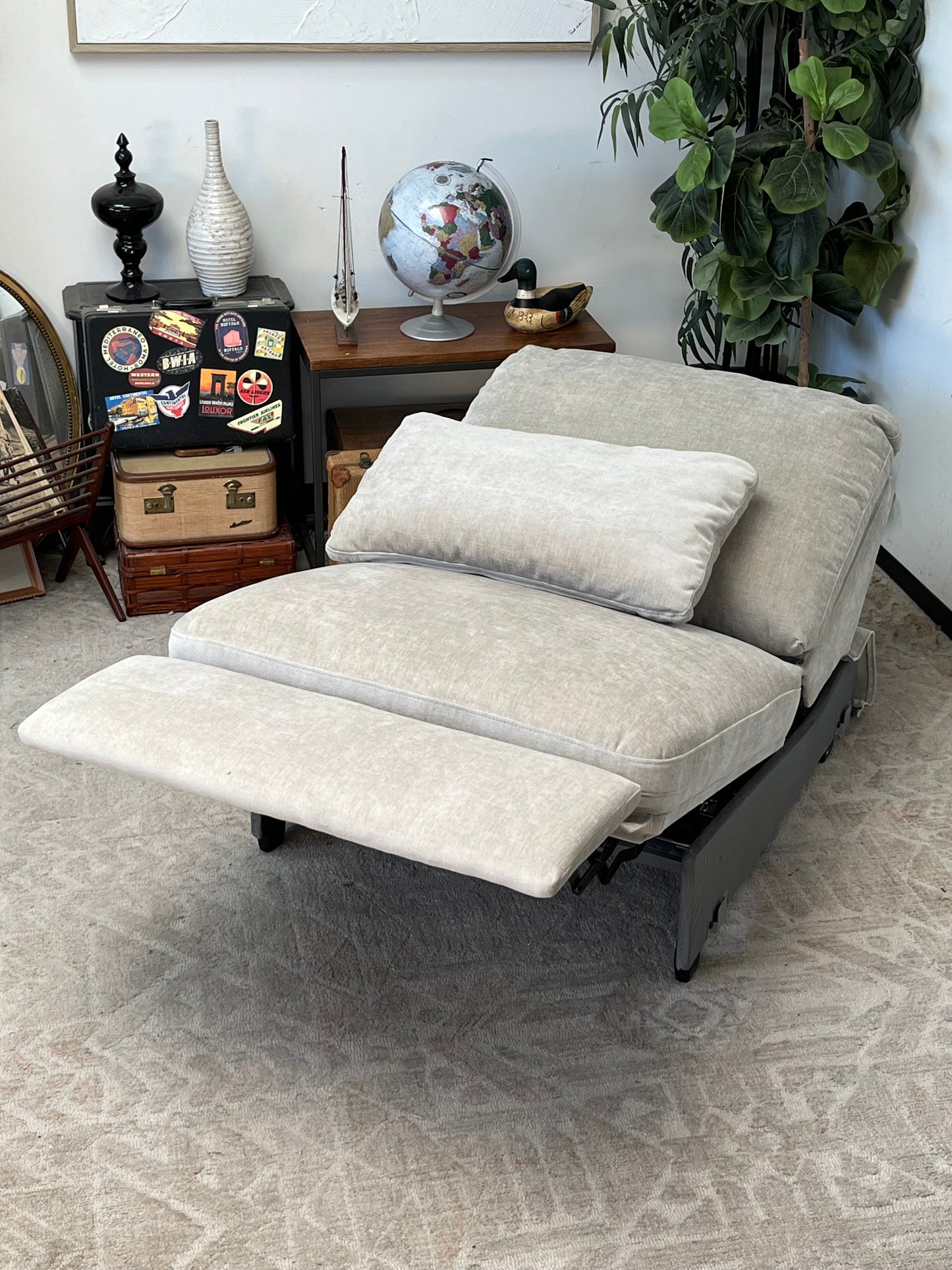 Modern Grey Electronic Recliner