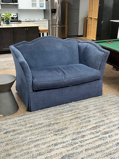 Wesley Hall Blue Linen Loveseat