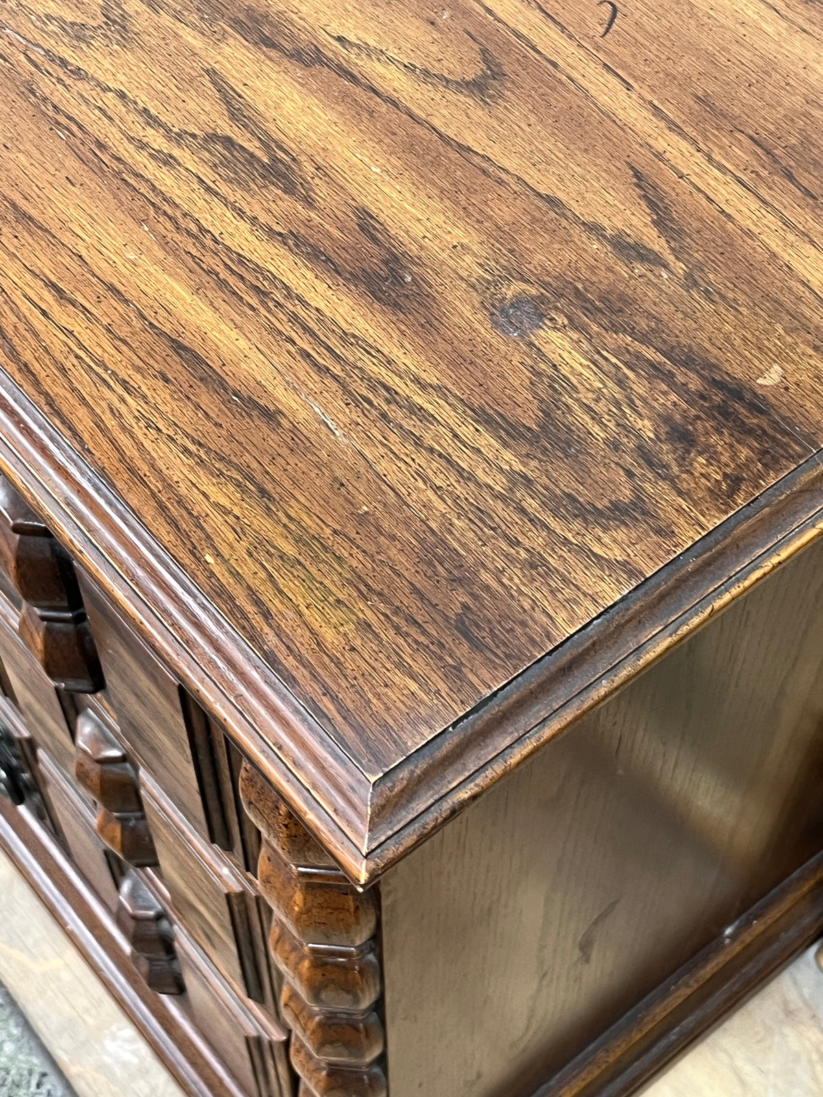 Vintage Wooden 9-Drawer Credenza