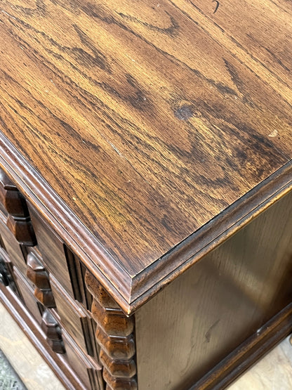Vintage Wooden 9-Drawer Credenza